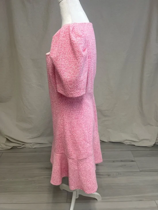 Karl Lagerfield Paris Tweed Puff-Sleeve Flounce Hem Dress Sz 10 Barbiecore - Picture 5 of 10